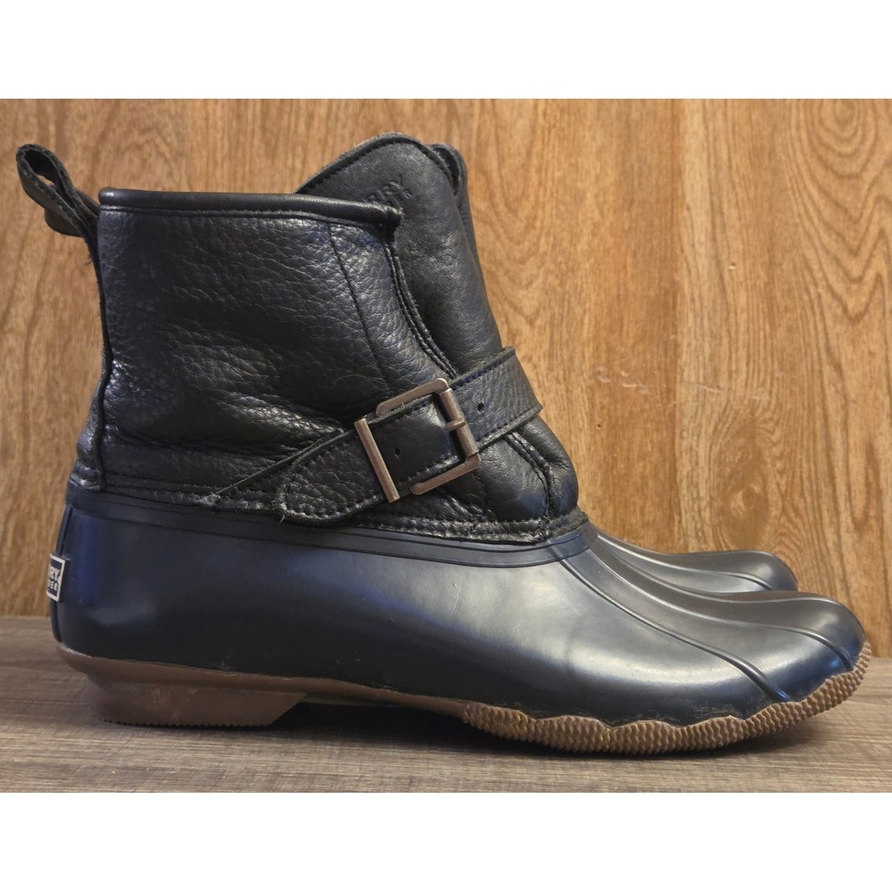 Sperry X J Crew Duck Boots Women Size 9 Blue Black 100% Wool Lined Waterproof